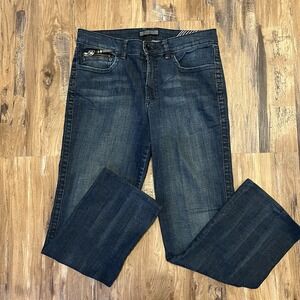 Nine West Women's Dark  Denim Jeans Zipper & Embroidered Back Pockets Size 10